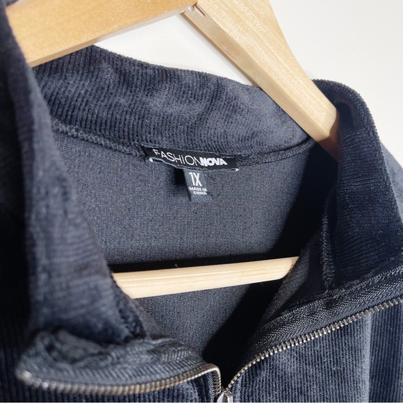 Fashion Nova Cropped Half Zip Ribbed Pullover - Picture 3 of 6
